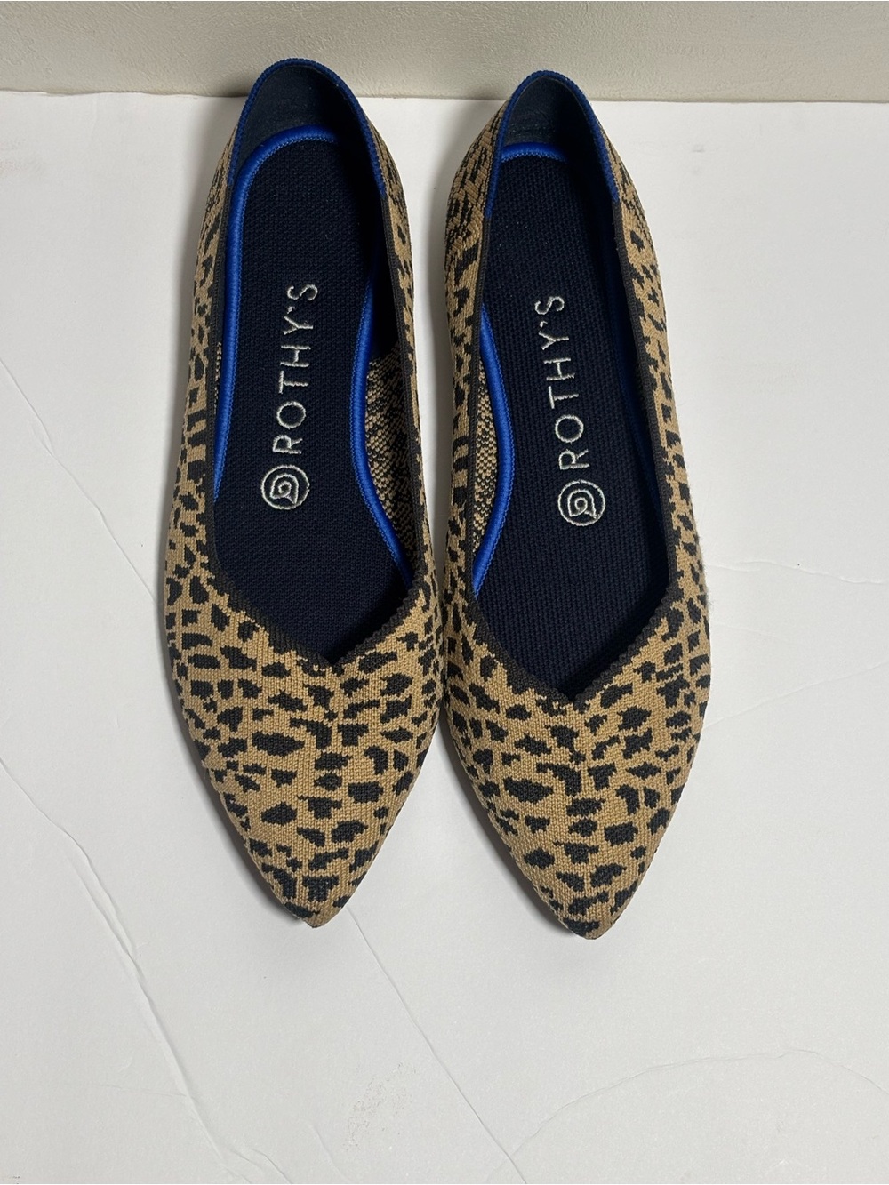Rothy's Cheetah-Print Pointed Toe Flats in Tan and Black